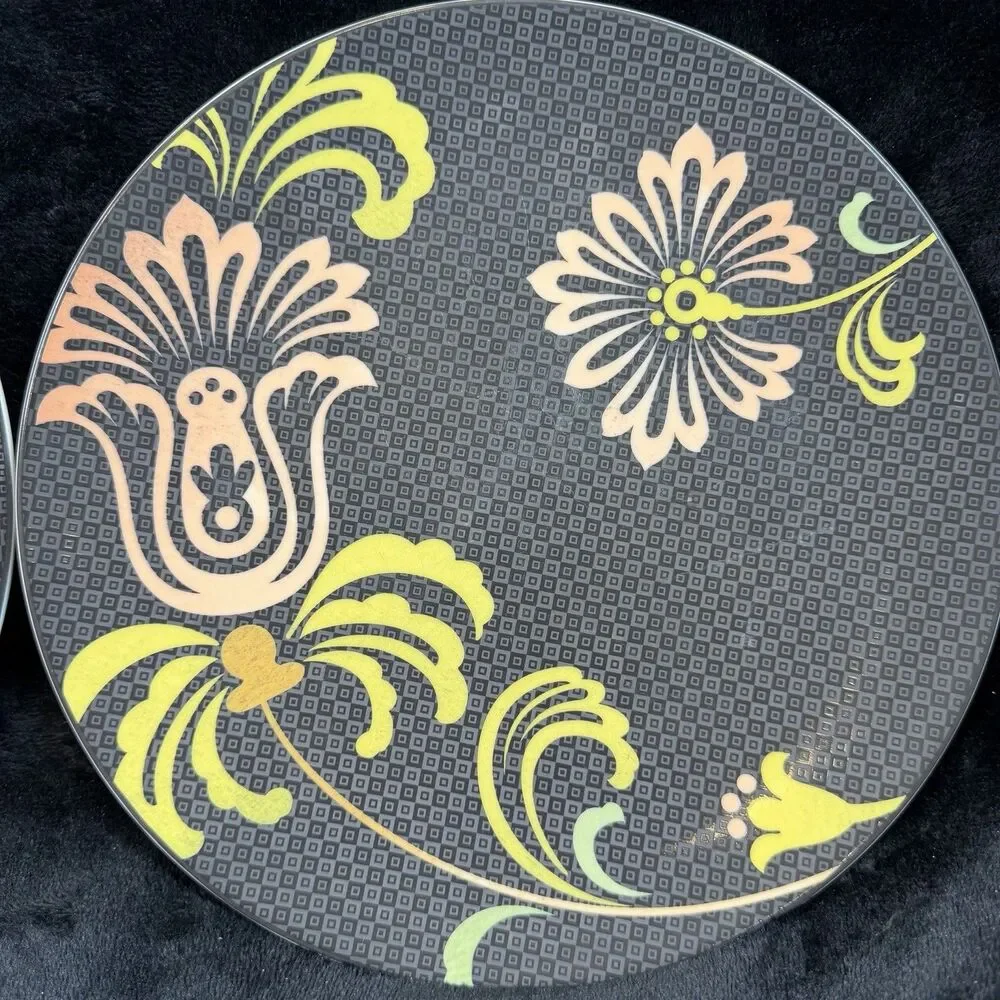 Noritake Swing 9337 Dinner Plate Black Pink Yellow Floral Replacement 10 1/2”